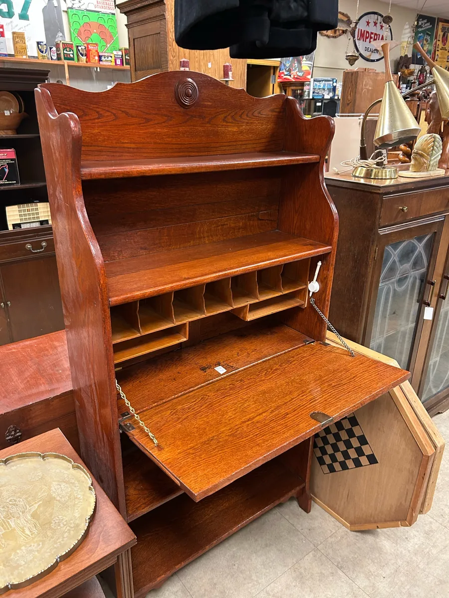 Vintage drop front secretary desk at Krave Antiques Regina